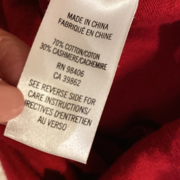 Theory bright Red cotton/Cashmere Blend Button up V neck front Cardigan size SP - Picture 3 of 5
